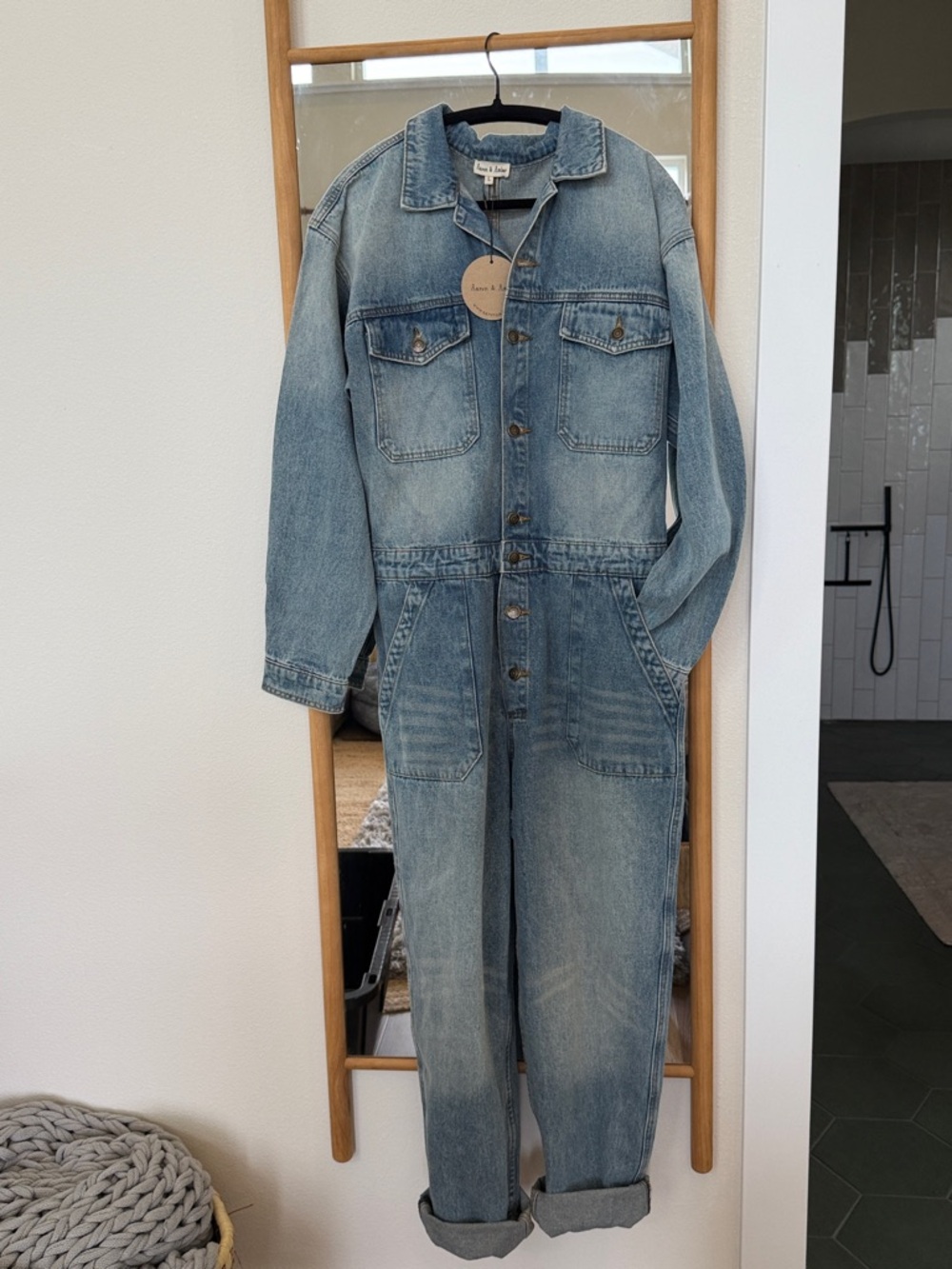 NWT Women's Blue Denim Jean Jumpsuit